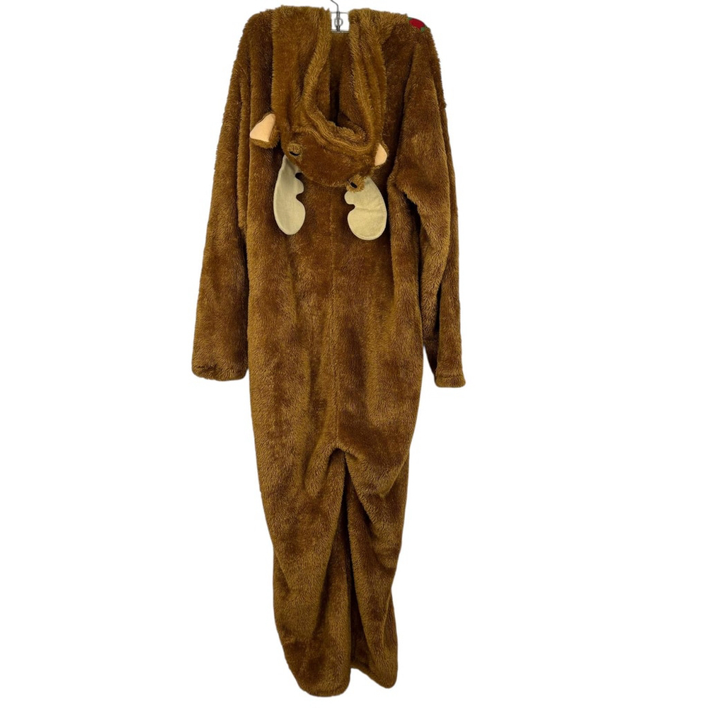Briefly Stated Reindeer Moose Onesie XL Brown Hooded Pajamas Christmas Costume - Picture 3 of 15